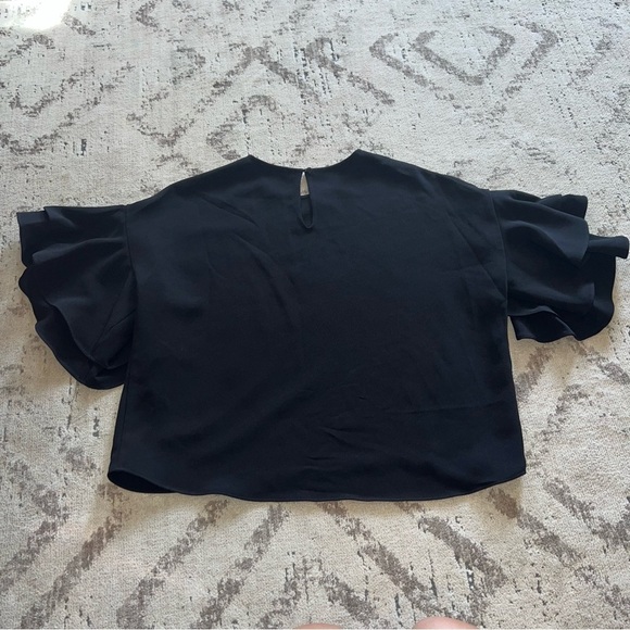 Aqua Black Flowy Bell Sleeve Blouse Medium - Picture 5 of 5